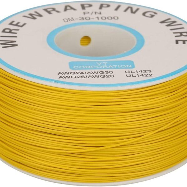 30AWG Yellow Wire Wrapping Cable – Ultra-Thin Jumper Cable for Breadboards and Boards