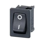 Small Rocker Switch – ON/OFF Snap-In with Red Dot Indicator